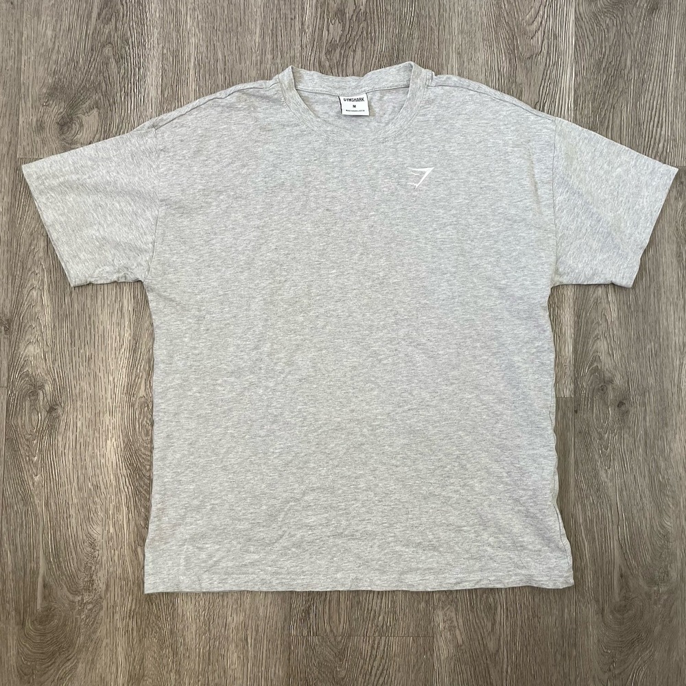 GymShark Shirt Mens Medium Gray Cotton Seamless Short Sleeve Gym David Laid